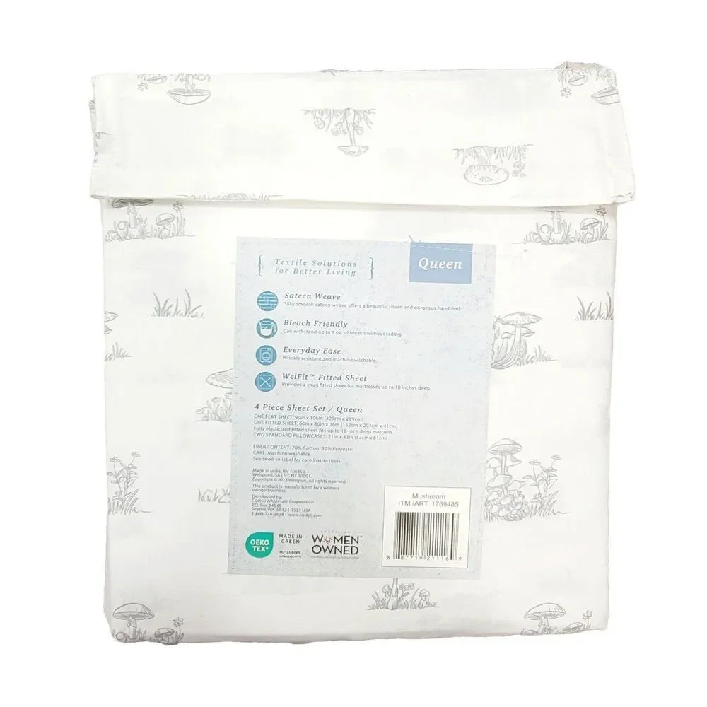 Welhome Cotton Rich Sateen 320TC Classic Mushroom 4pc Sheet Set